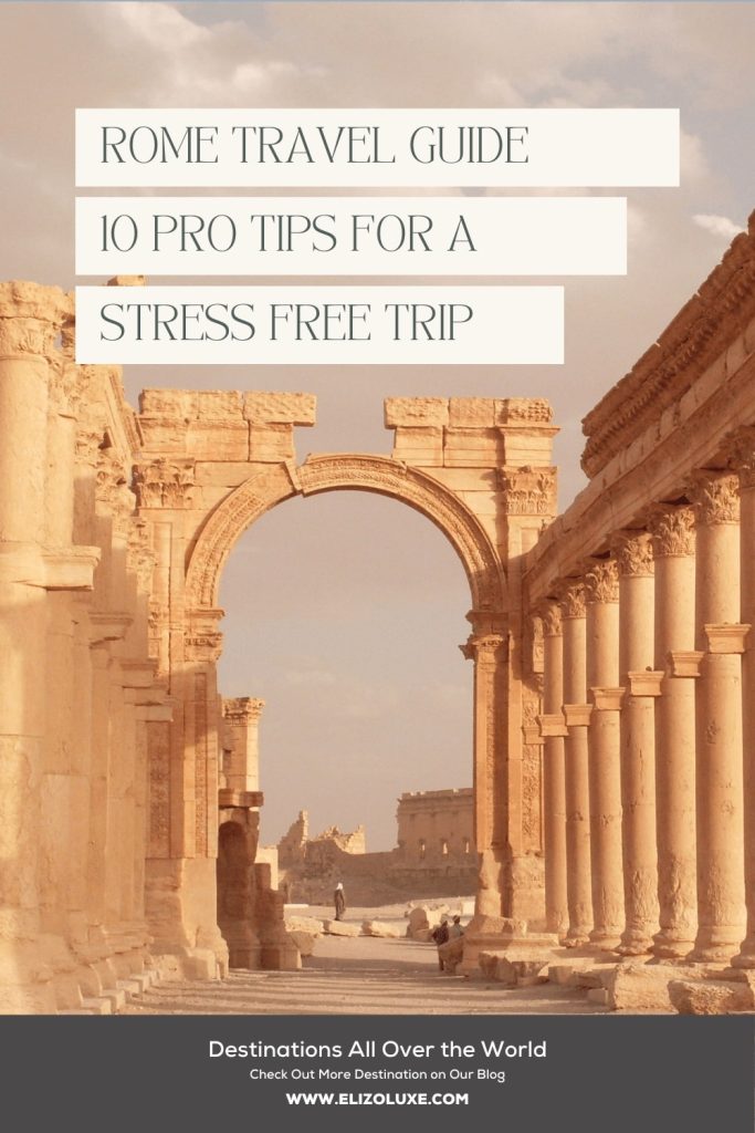 cover of Rome travel guide titled "Rome Travel Guide: 10 Pro Tips For a Stress Free Trip'