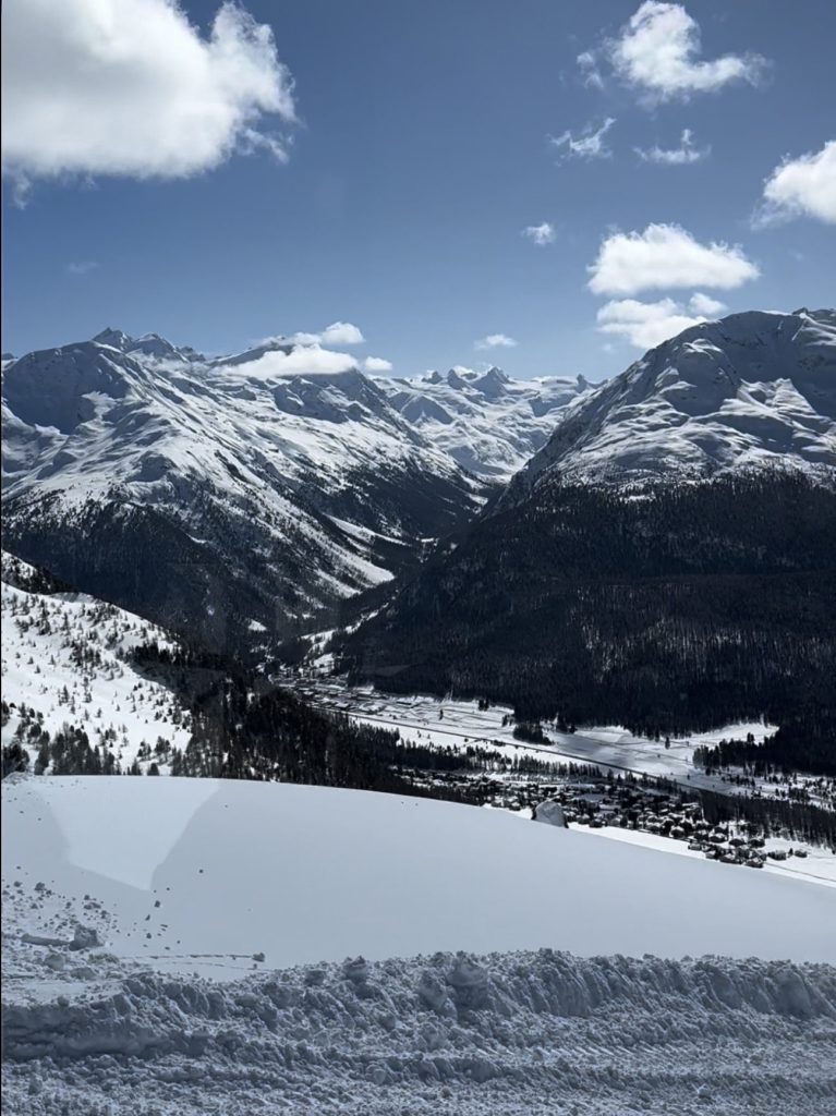 Winter view of St Moritz lake and Swiss Alps scenery — luxury winter travel destination